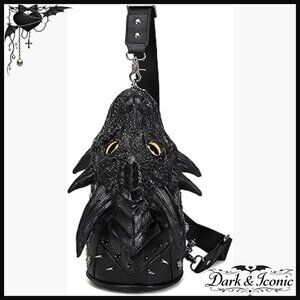 Steampunk Dragon Head Crossbody Bag PVC Medium Size Adjustable Strap